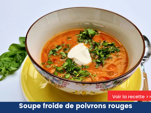 Soupe froide de poivrons rouges à la crème aigre